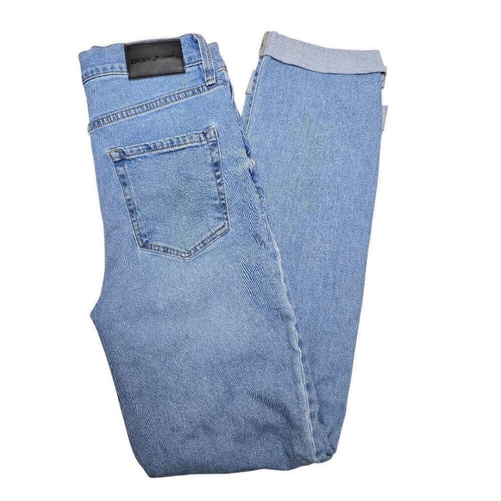 DKNY Jeans Womens Size 8/29 Light Wash High Rise Straight Leg Denim Cuffed Hem S - Picture 3 of 10